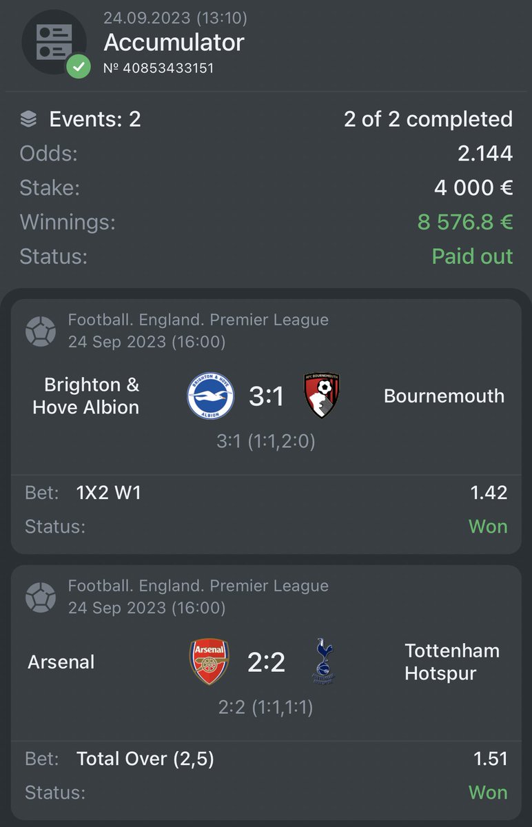 SMASHED BROSKIs🎯✅✅✅

2.14 Odds to the POCKET!💰

Join My Telegram👉🏻 t.me/+RwBuHhOpWSg5Y…