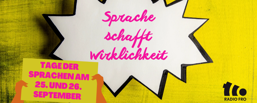 RadioFRO's tweet photo. #tagdersprachen bei Radio FRO startet am Mo, 25.9. Wir senden von 14 bis 19:30 live vom Enter_Tainer am Linzer Hauptplatz. Wir diskutieren über Sprache und Diskriminierung. Außerdem: Wem gehört der öffentliche Raum? https://t.co/KsSuT9VS5F https://t.co/8AZPuRdfII