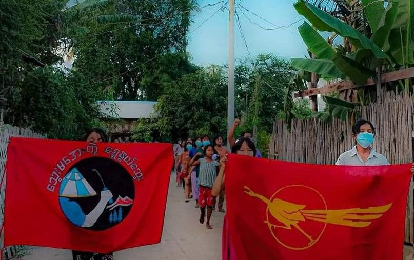 DemoRevoMM's tweet photo. An anti-coup revolutionary protest in a village from Sagaing region.

#2023Sep24Coup #WhatsHappeningInMyanmar https://t.co/VD9LPS9KVb