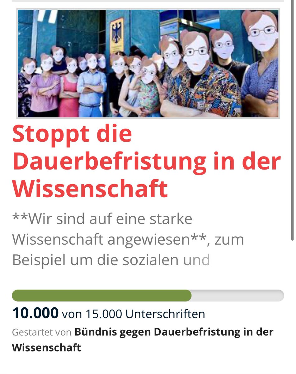 Yeah! 10.000 & weiter geht’s mit #StopptDauerbefristung! #IchbinHanna weact.campact.de/petitions/sear…