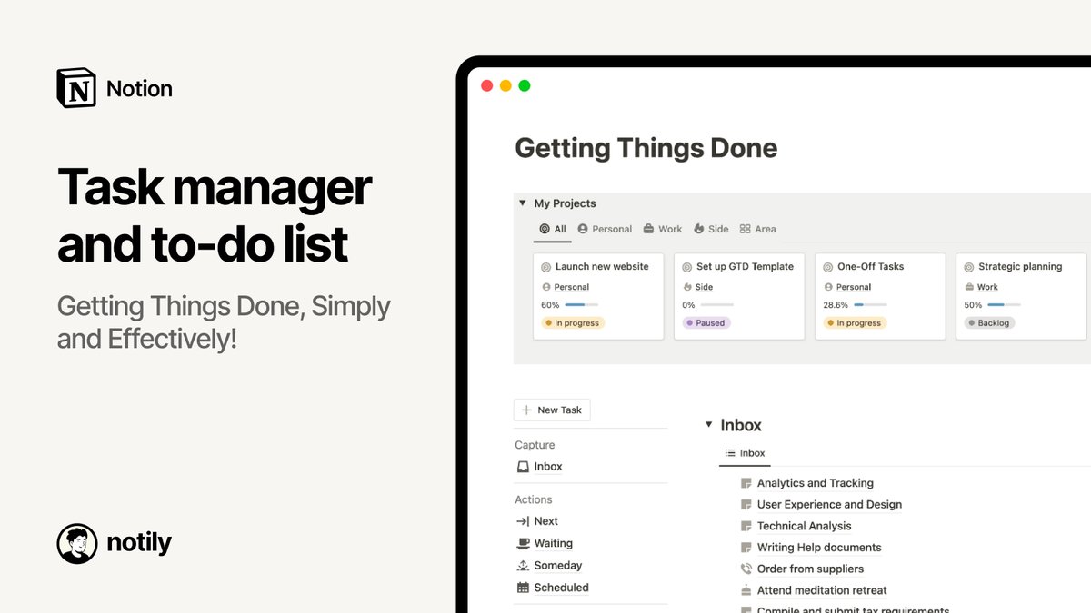 🚀 Exciting News! Introducing our GTD To-Do List Notion template with a special [30% discount]! 
Get organized, boost productivity, and achieve your goals effortlessly. #notion #Productivity  #gtd   #Templates  #NewRelease 
👉Check it out now:notily.gumroad.com/l/to-do-list-n…