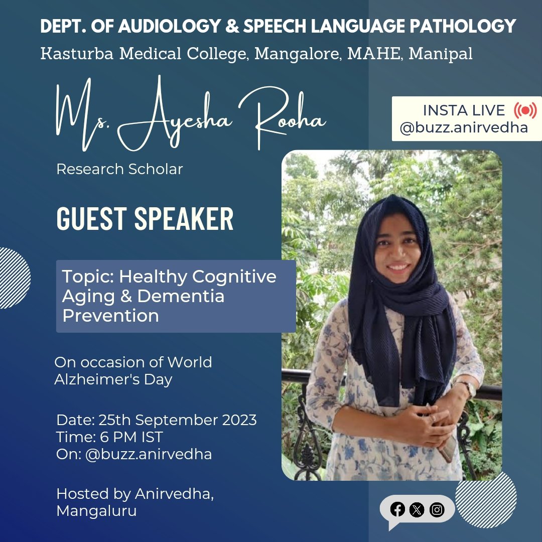 Join <a href="/buzz/">buzz@andersen.social</a>.anirvedha tomorrow for an Instagram Live session with our research scholar, Ms. Rooha, as she discusses about Healthy Cognitive Aging and Dementia Prevention. 
Spread the word to all aging adults who can benefit from this valuable discussion #CognitiveAging