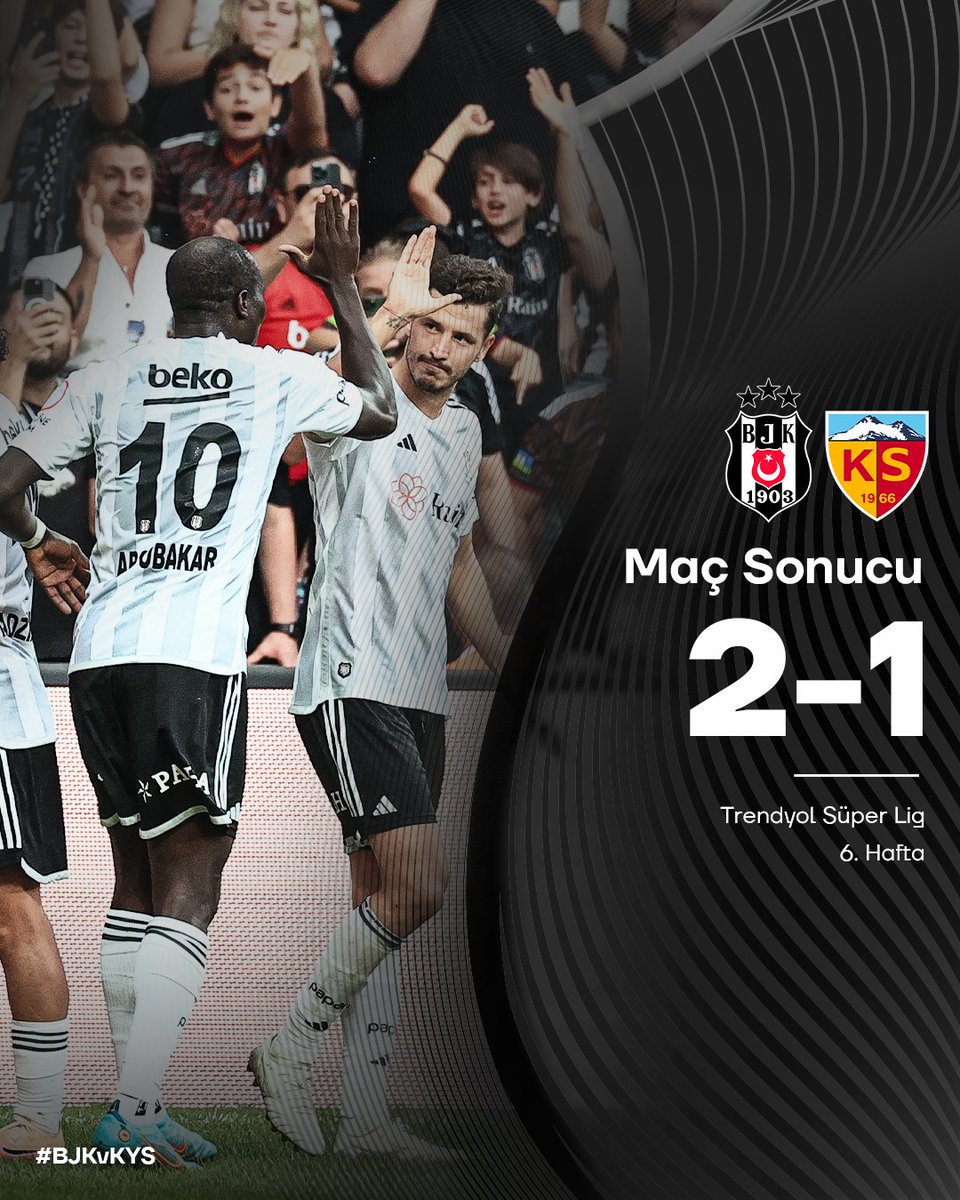 Evimizde 3 puan bizim.  💪😎

Beşiktaş 2-1 Mondihome Kayserispor

🦅  | #BJKvKYS