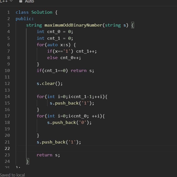 KhatikSwwapnil's tweet photo. Day 57 of #100DaysOfCode! 🚀 Nailed "Maximum Odd Binary Number" 📷#Cpp #DSA #CodingChallengeVictory #ProgrammingWin #CodeBreaker #leetcode https://t.co/gMo2CVQfJK