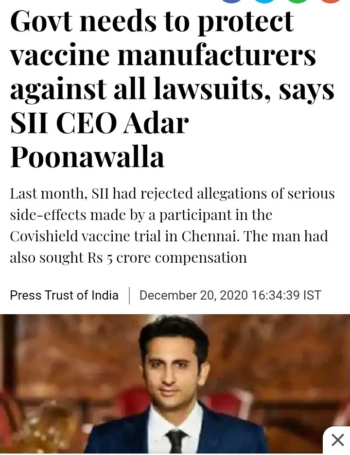 @madhukishwar @vivekagnihotri @DeeEternalOpt No need for any long debate at all. If @vivekagnihotri truly believes in science and believes in the Covid Jadibutti, then explain why @adarpoonawalla wanted immunity from future lawsuits. @gvenugopalan @deepakdeepak @Rita_Banerji @DrAseemMalhotra @mercola twitter.com/tejas_tvora/st…