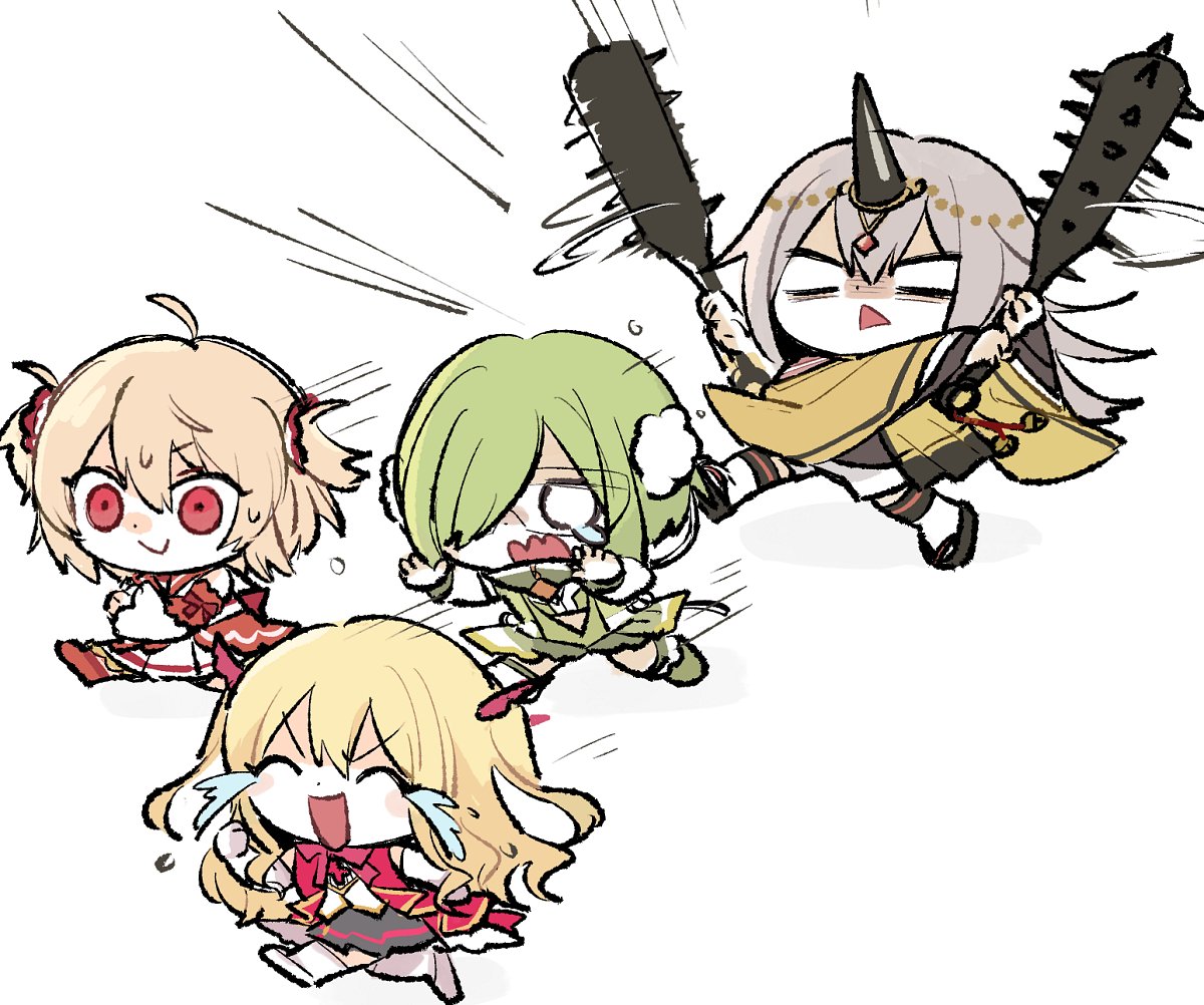 multiple girls club (weapon) green hair blonde hair 4girls weapon magical girl  illustration images