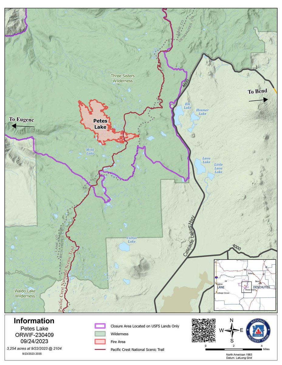 willametteNF's tweet photo. Sept. 24, 2023 UPDATE:
#LookoutFire
Acres: 25,751
Containment: 50%
#PetesLakeFire
Acres: 3,254
Containment: 50%
Lookout/ Petes Lake/ Horse Creek/ Pothole Fires
Total personnel: 673
Crews: 13
Helicopters: 3
Engines: 19
Dozers: 3
Water Tenders: 12 https://t.co/vmkRKGkbxM