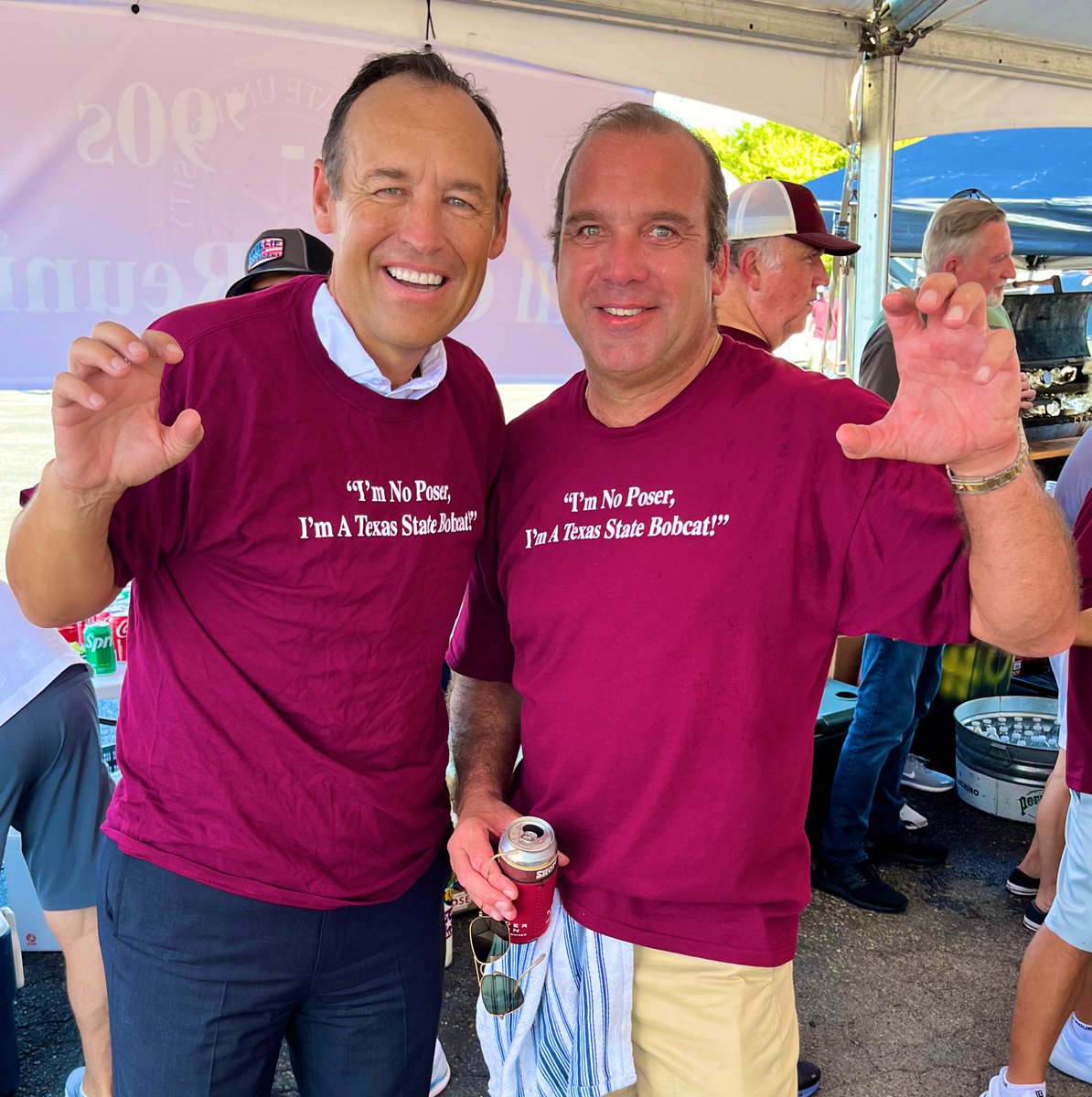 kdamp's tweet photo. The blazing +100 degree heat made the @TXSTATEFOOTBALL Catwalk a little toasty, but the tailgates under the tents were still popping!🐾 https://t.co/x88HnDY2kX