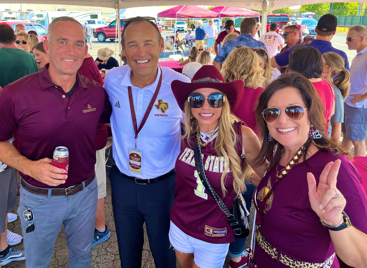 kdamp's tweet photo. The blazing +100 degree heat made the @TXSTATEFOOTBALL Catwalk a little toasty, but the tailgates under the tents were still popping!🐾 https://t.co/x88HnDY2kX