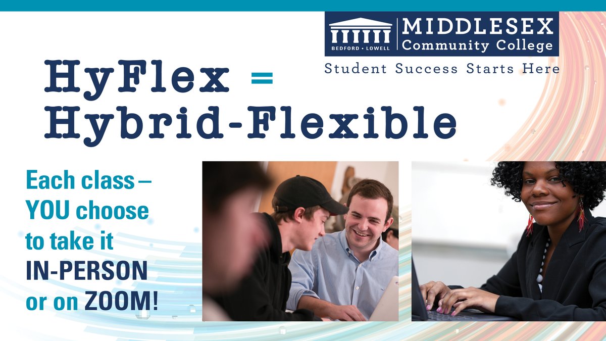 With HyFlex courses at MCC, YOU choose whether to take classes in-person or on Zoom each day. Taught at the same time by the same professor, this flexible, inclusive and accessible option fits your needs every class session. For more info, visit: middlesex.mass.edu/Online/hyflex.…