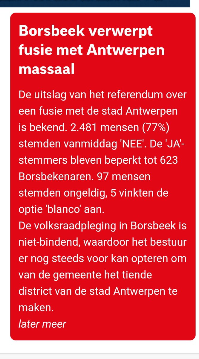 Wat een nederlaag voor de machtspartijen. Wat een nederlaag voor @de_NVA en Bart De Wever!
#borsbeek