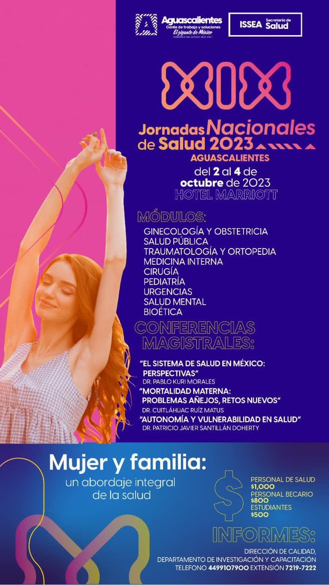 Jornadas Nacionales de Salud 2023 vívelas del 02 al 04 de octubre, módulos, conferencias magistrales y mucho más. ¡Te esperamos! 🩺🩻