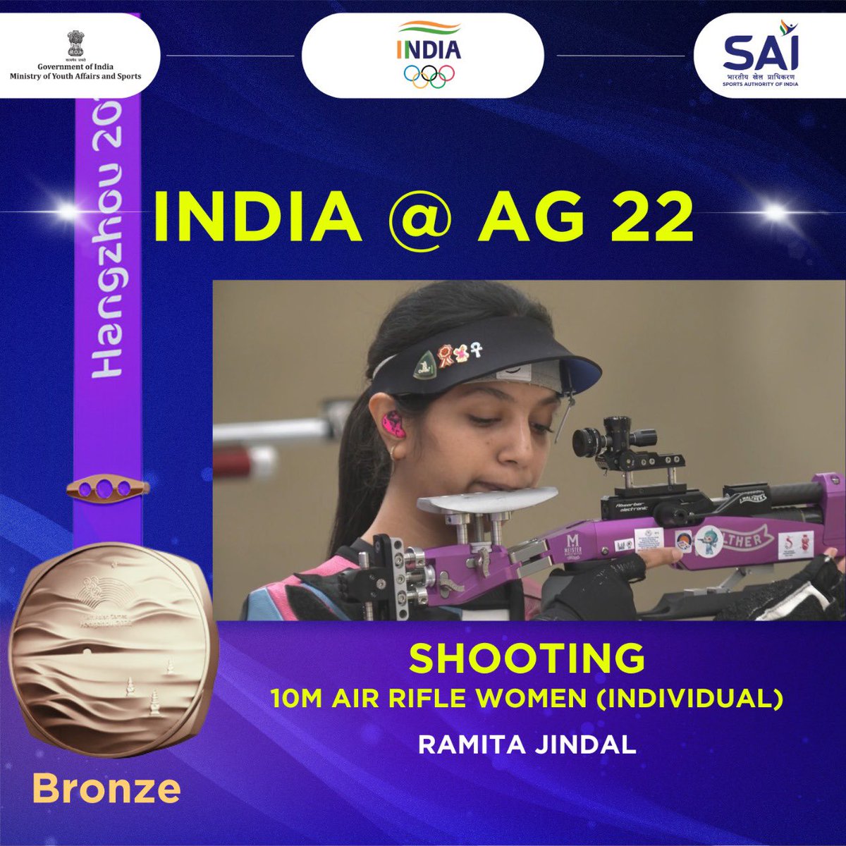 nitin_gadkari's tweet photo. As the sun set on the inaugural day of the #AsianGames 2023, Team India graced the stage with the brilliance of 5 medals!🥈🥉

In the calm waters of Hangzhou, our rowing champs snagged silver and bronze, while the sharpshooters, including Ashi Chouksey, Mehuli Ghosh, and Ramita, nailed it with silver and bronze in the 10m air rifle event. 🚣‍♂️🎯

Here's to the glory of today and the promise of tomorrow. Good luck!! 🇮🇳✌️