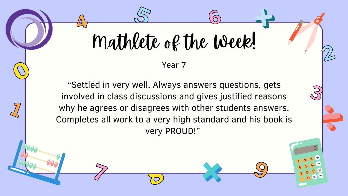 Our Mathletes this week who have been nominated by their Maths Teachers. 

Here are some wonderful comments about how incredible you all are! Well done ✨#BeExtraordinary #raisingstandards