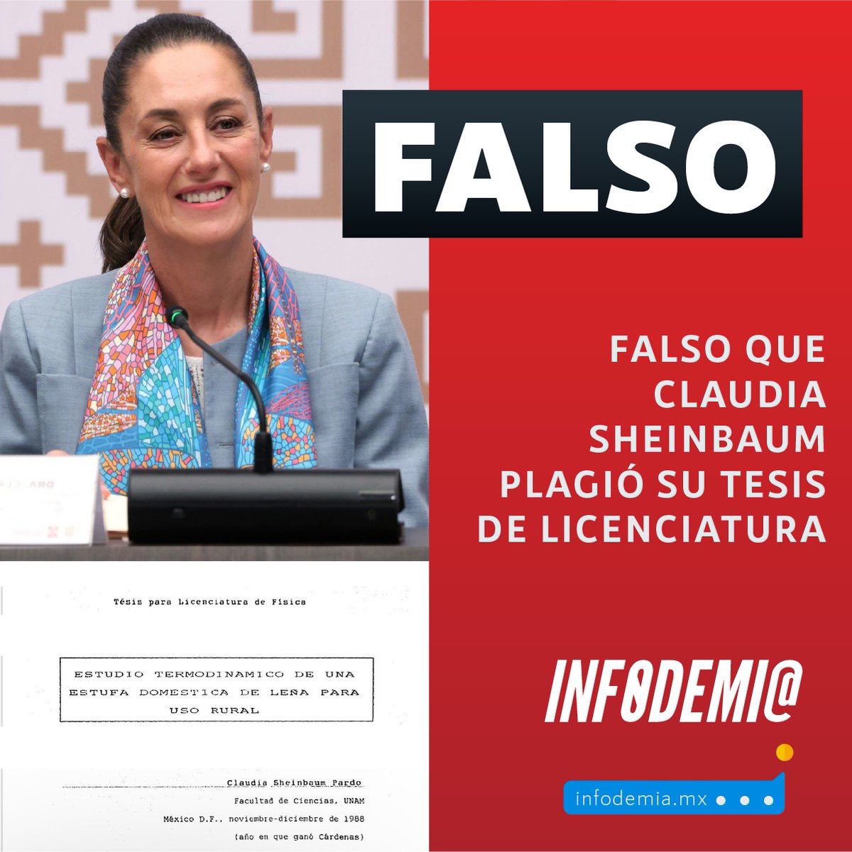 infodemiaMex's tweet photo. ❌Falso que @Claudiashein plagió su tesis de licenciatura
✔️Sheinbaum informó que mientras que el trabajo de Lepeliere y Christiaens sólo se propone la fórmula, en su tesis se realiza un análisis del flujo y caída de presión en la zona de transferencia para obtener la fórmula
1/2 https://t.co/gyOsmr6hWS