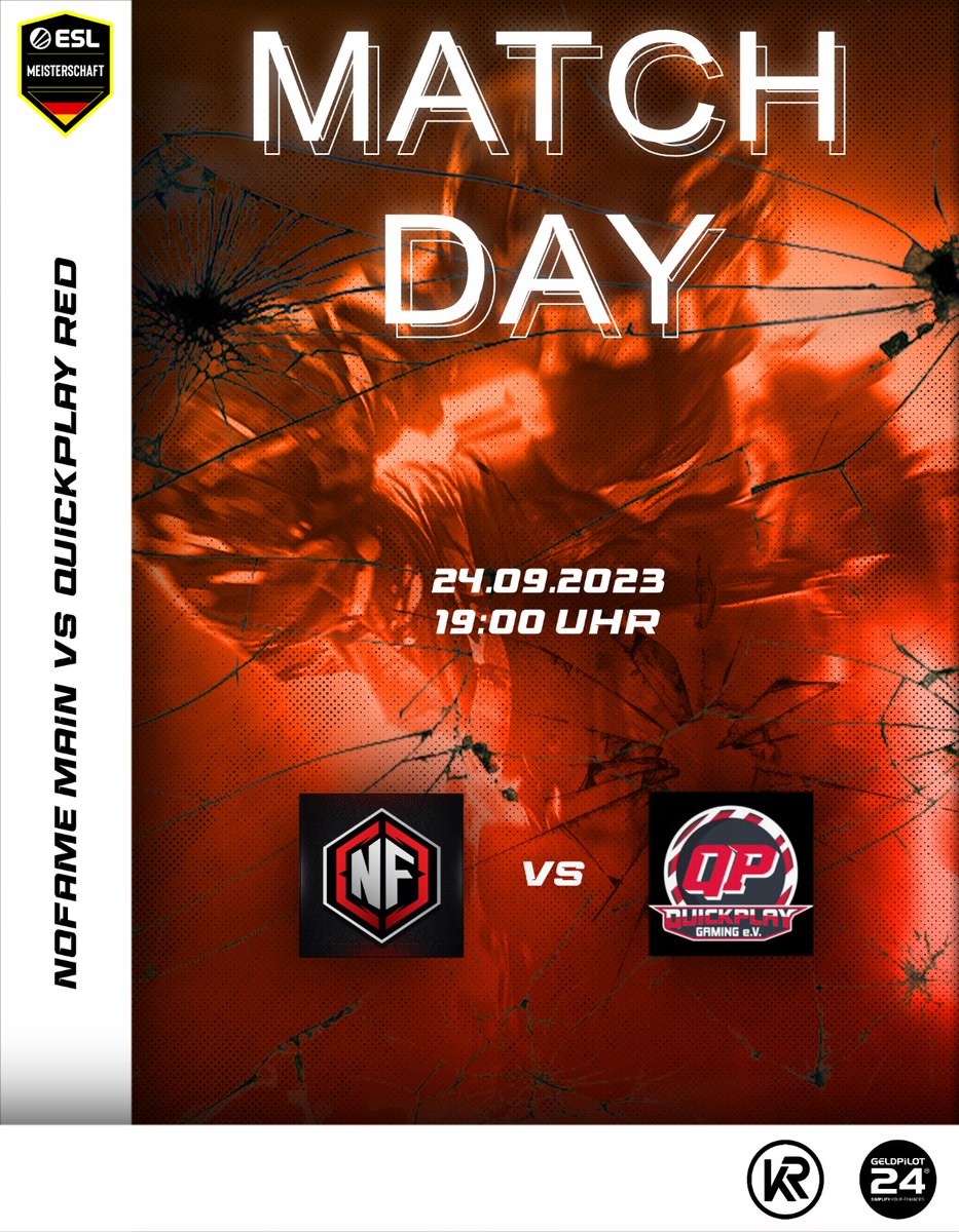 🔥MATCHDAY🔥
 🏆#ESLMeisterschaft
🆚#NoFame Main vs <a href="/qp_eSports/">Quickplay-Gaming e.V.</a> Red
⏰19:00 Uhr
🎙️@juno2go
📺:twitch.tv/juno2go
  #csgon <a href="/krservers/">KRServers.de</a> #NoFame <a href="/GELDPILOTeSport/">Yannic Beyer</a>