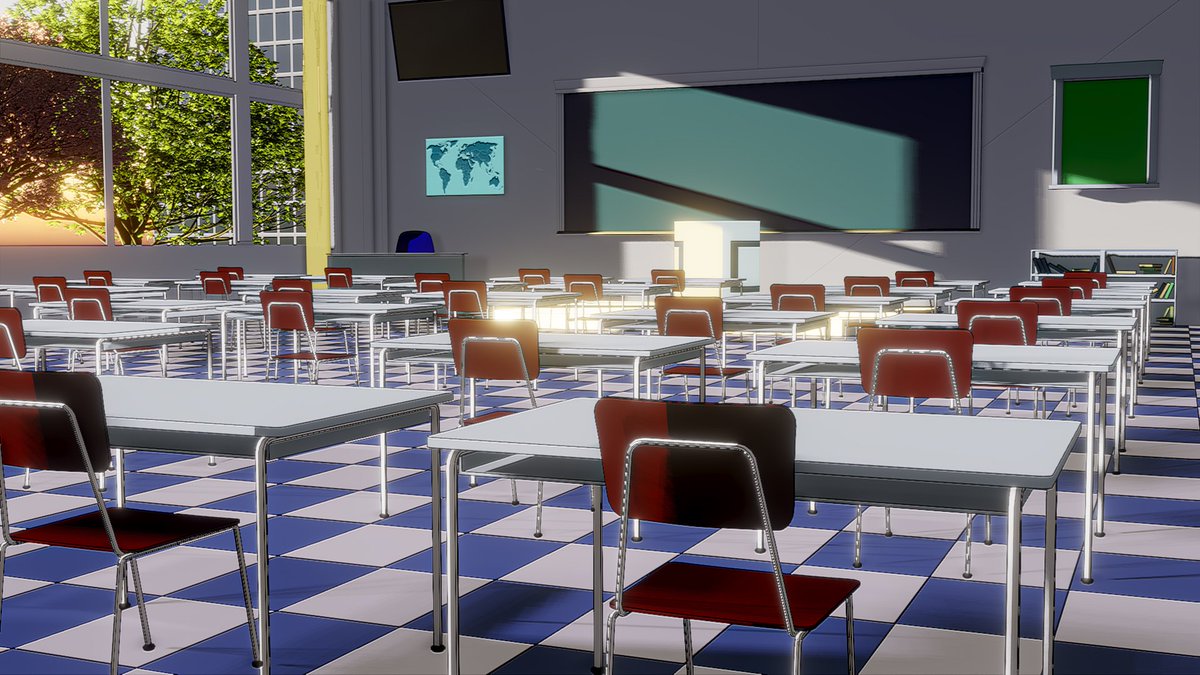 BioticBoss's tweet image. I recreated the classroom from Persona 3 in Blender using custom anime shaders. 

#Persona3 #Persona3Reload #P3R @Atlus_West