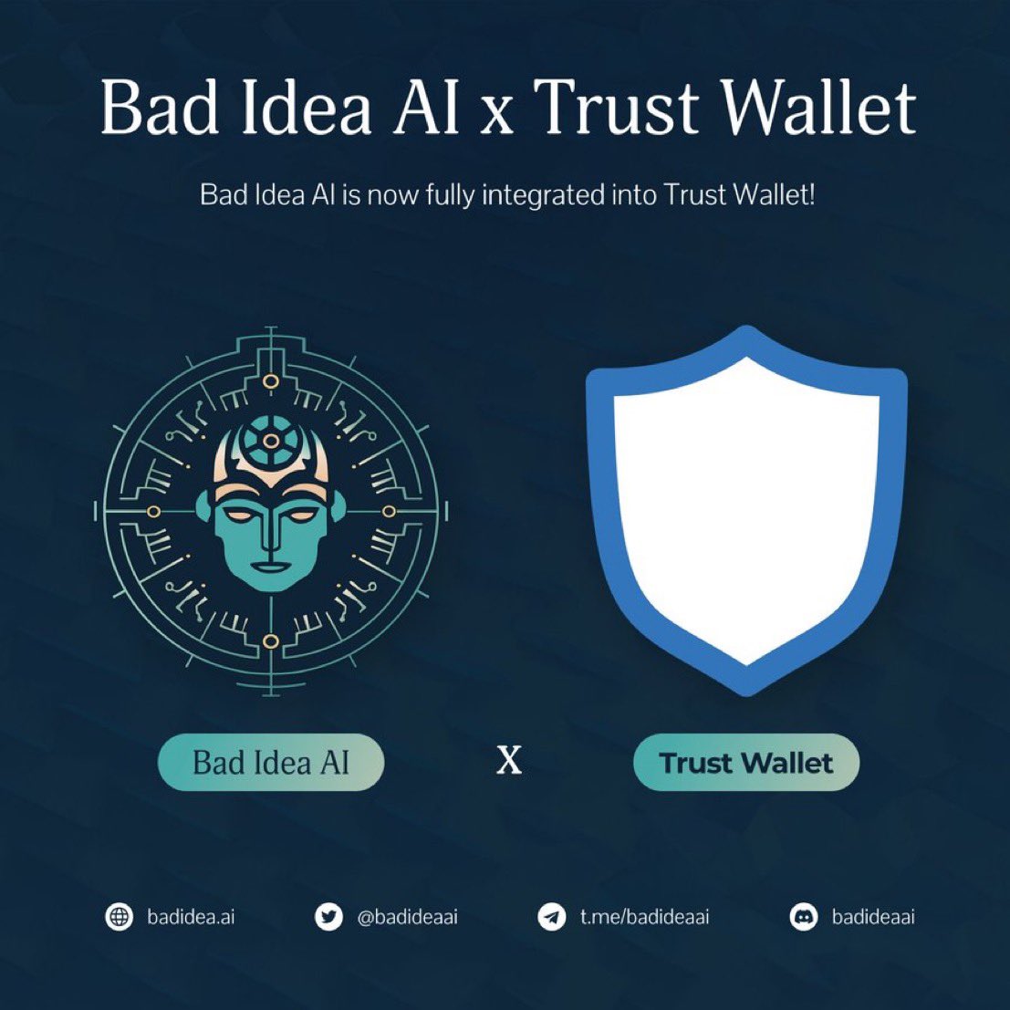 badideaai's tweet image. The $bad token is now fully integrated  &amp;amp; directly swappable on @TrustWallet 

#blockchain #ai #dao’s