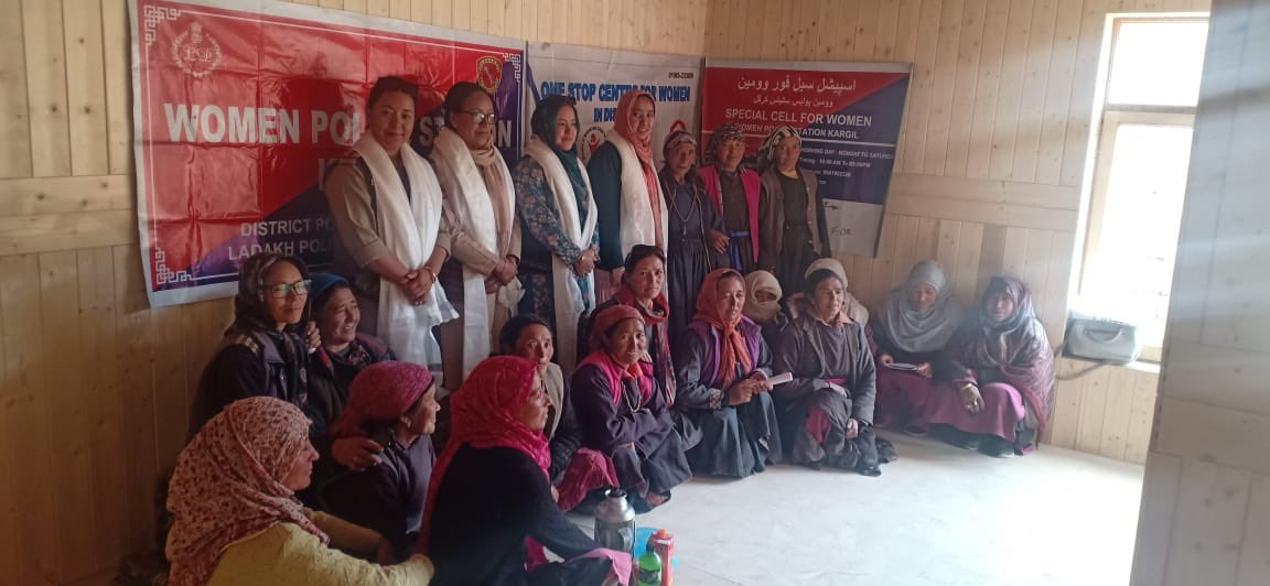 DGP_Ladakh's tweet photo. On 24/09/2023, Women Police Station Kargil teamed up with Special Cell for Women &amp; One Stop Centre to raise awareness in Mundik Village. They're spreading knowledge about women's support schemes &amp; encouraging women to seek help when needed. 

#EmpowerWomen #KargilAwareness https://t.co/0A5jpQglnH