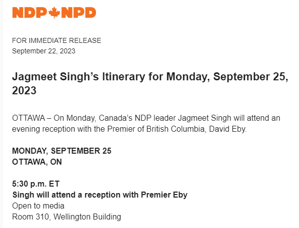 Looks like the Ottawa trip Premier @Dave_Eby teased last week - to press the federal government “to be at the table in a more aggressive way” on housing - is this week Tomorrow night, Eby is set to attend an event with the federal NDP leader #bcpoli