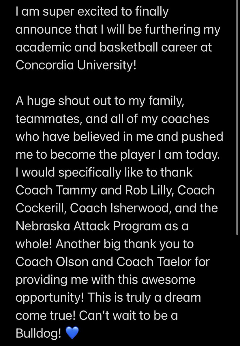 COMMITTED🤍 Super blessed and thankful!! <a href="/CUNEwbb/">Concordia-NE WBB</a> <a href="/CoachDrewOlson/">Drew Olson</a> <a href="/CoachTaelor/">Tae'lor Purdy-Korell</a>