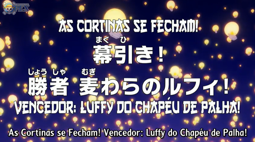 onepieceex's tweet photo. #ONEPIECE1077: "As cortinas se fecham! Vencedor: Luffy do Chapéu de Palha!' ━ O episódio 1077 de One Piece já está disponível na OPEX (legendado em PT-BR, full HD e pronto para download). Bom episódio a todos! 

Link nos comentários. #ONEPIECE https://t.co/Cv7pZ01StG