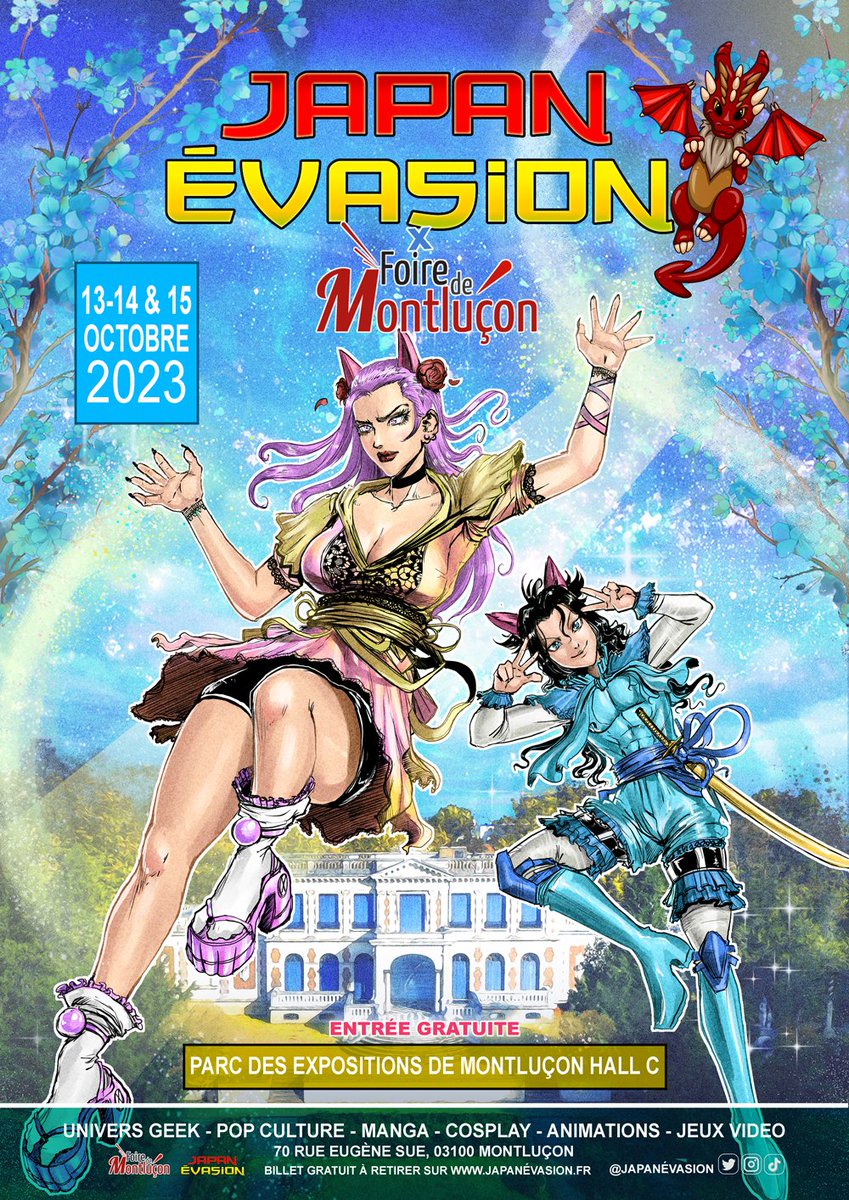 Rdv les 13, 14 et 15 octobre à la Foire de Montluçon !
Japan Evasion prendra place dans le hall C du Parc des Expositions !

Affiche créée par <a href="/ijenli_art/">IJENLI</a> 🎨

#JapanEvasion #JapanEvasionMontlucon #montluçon #montlucon #foiredemontluçon