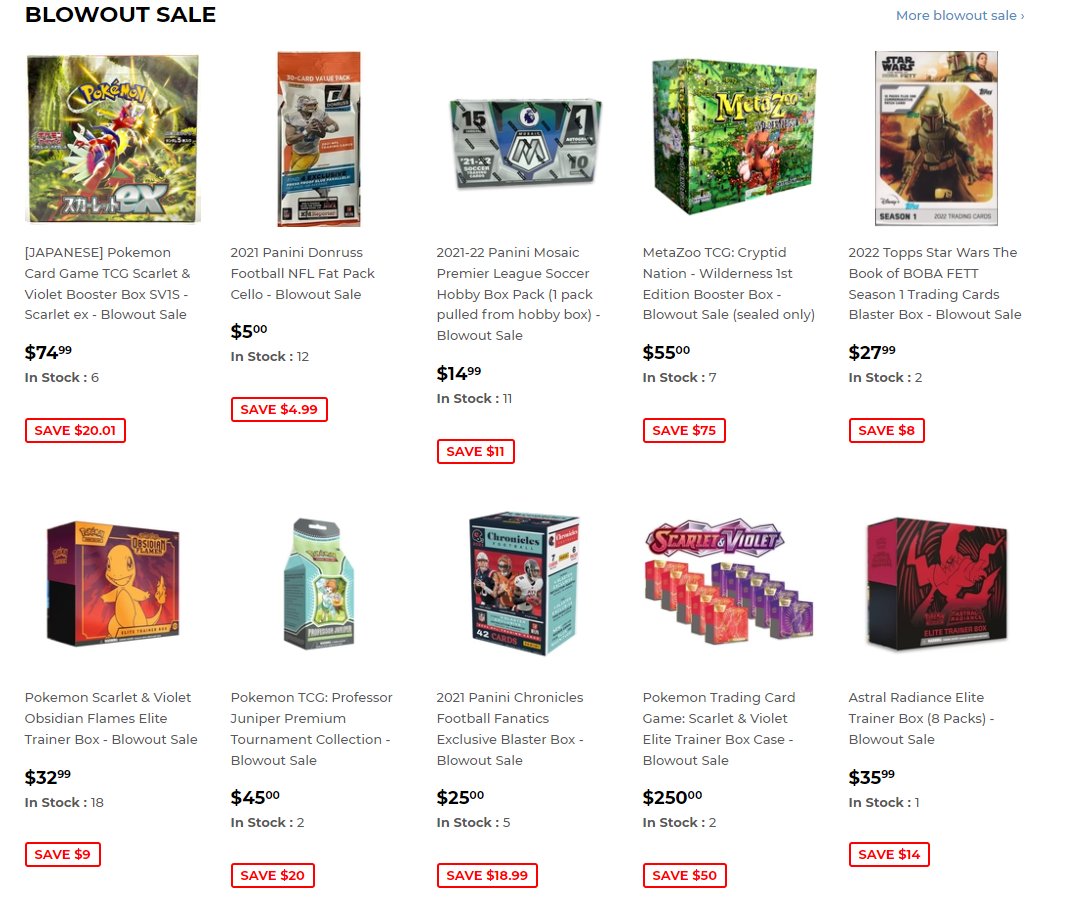 Come checkout the blowout sale!!!

Etbs as low as $25 and other stuff massively discounted!