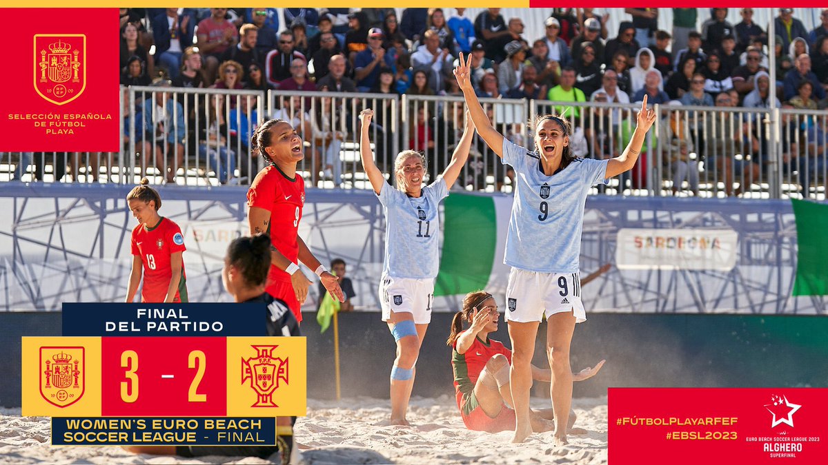 ¡Enhorabuena a nuestra jugadora <a href="/_nattaliaa10/">Natalia Cuadrado</a> y a la <a href="/FutbolPlayaRFEF/">Fútbol Playa RFEF</a> por proclamarse campeona de la Women's Euro Beach Soccer League! 🏆¡Orgullosos de su gran logro! 🇪🇸💪 #Campeonas #FútbolPlaya #España