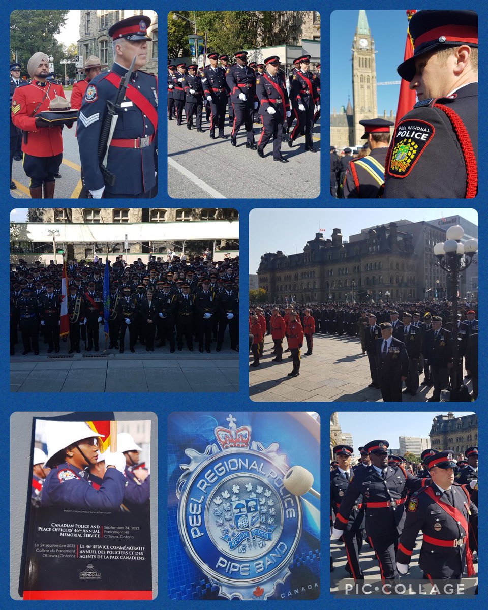PeelPolice's tweet photo. Today, a large contingent of @Peelpolice members joined other services across the nation at the Canadian Peace and Police Officers’ Memorial in Ottawa. We stand together to remember, reflect  and honour those who made the ultimate sacrifice. #heroesinlife #neverforgotten https://t.co/B3iK40o0k1