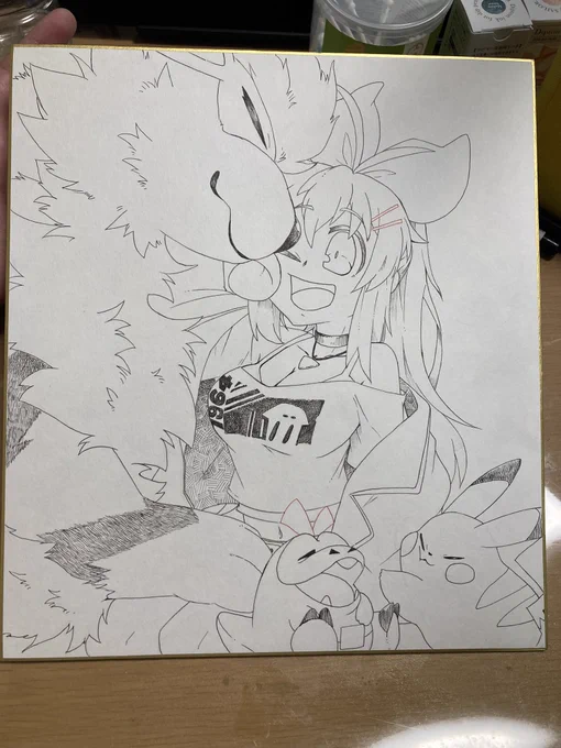 どこまでカケアミモドキ入れるか悩んでた。とりあえずペン入れはこんなもんで 