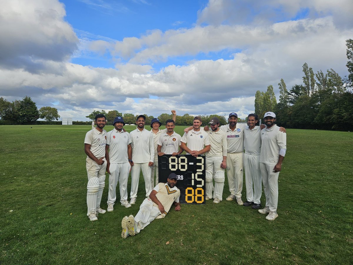 Another one! Pacific defeat Journeymen by 7 wickets to win the MEIL! Mohan the star today with 5 wickets.