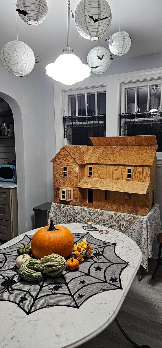 Interior demo is complete!  The spooky dollhouse renovation starts today!  Thanks to Mike's Country Market for the awesome pumpkins 🎃