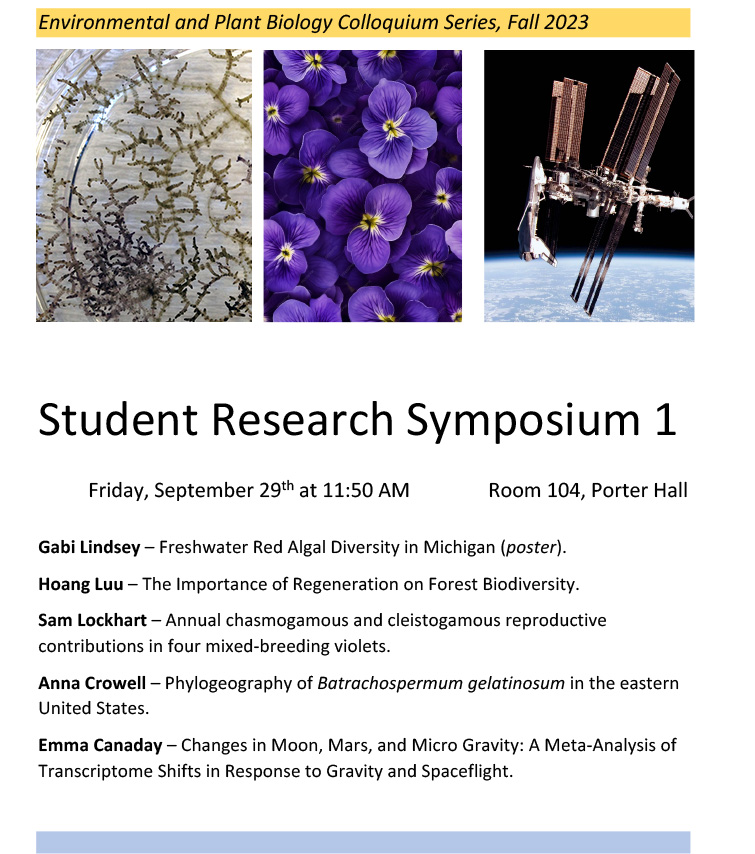 Come join us this week for 5 student research lightening talks! Excited to hear about such diverse topics.