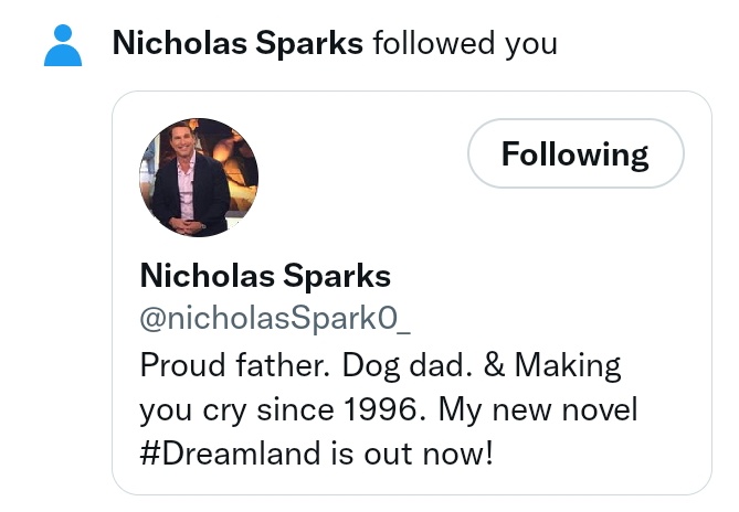 Ray4Gabriel's tweet photo. Omg! I'm a fan since then sir @nicholasSpark0_ I love all your works. Your novels made me wanna travel back on time. It's really amazing to found someone who knows what it feels like to live by love...an unconditional love ❤️❤️❤️ God bless and more power! 👏🙏🍾 https://t.co/yufXJHBnGK