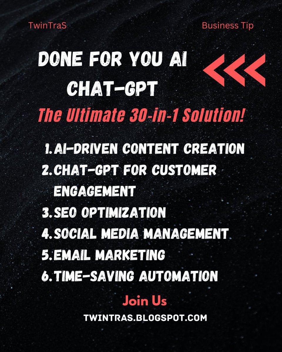 PravangkarB's tweet image. &quot;🤖 Done For You AI + Chat-GPT: The Ultimate 30-in-1 Solution! 🚀💬

Experience unmatched versatility and efficiency! #DoneForYouAI #ChatGPT #DigitalMarketing 🌐📢&quot;

taplink.cc/doneforyouai
