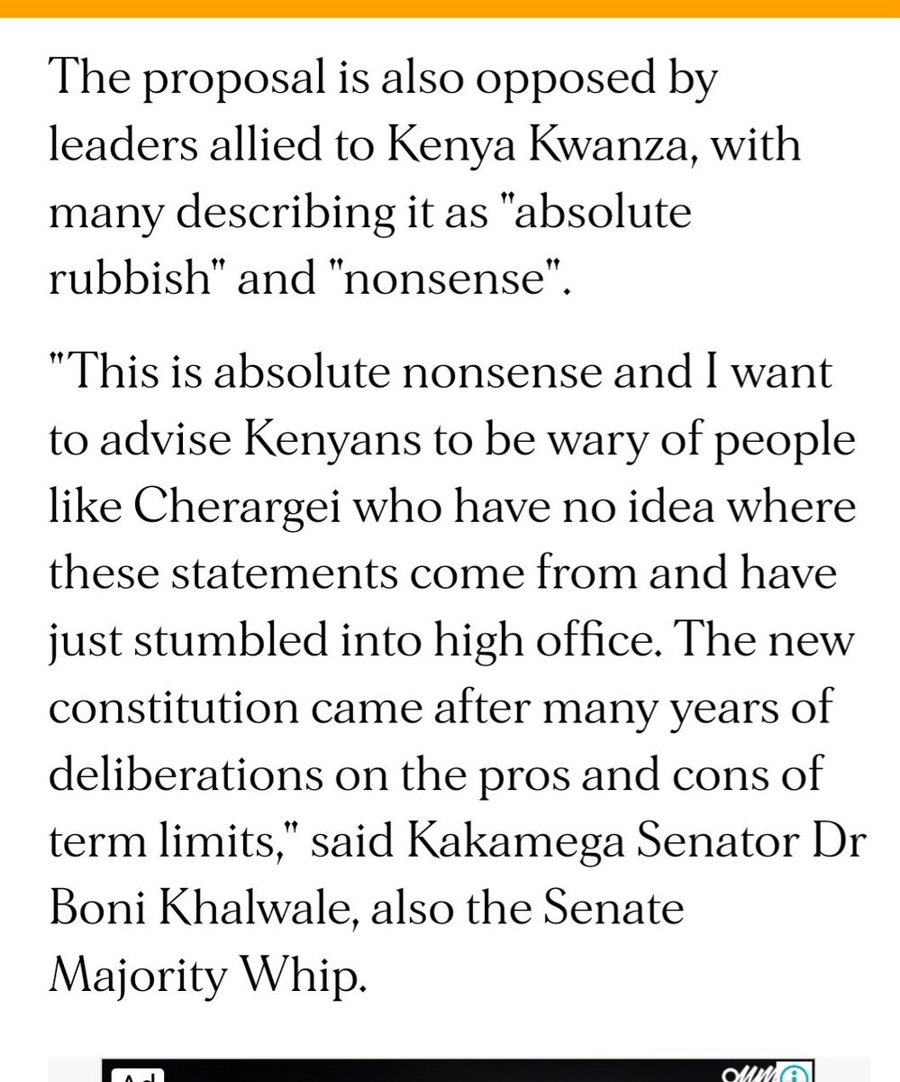 DrBKhalwale's tweet photo. Extension of the constitutional presidential term limit as proposed by the senator of Nandi County, Cherargei, should be dismissed with the contempt that it deserves.. https://t.co/qqwYjim8IG