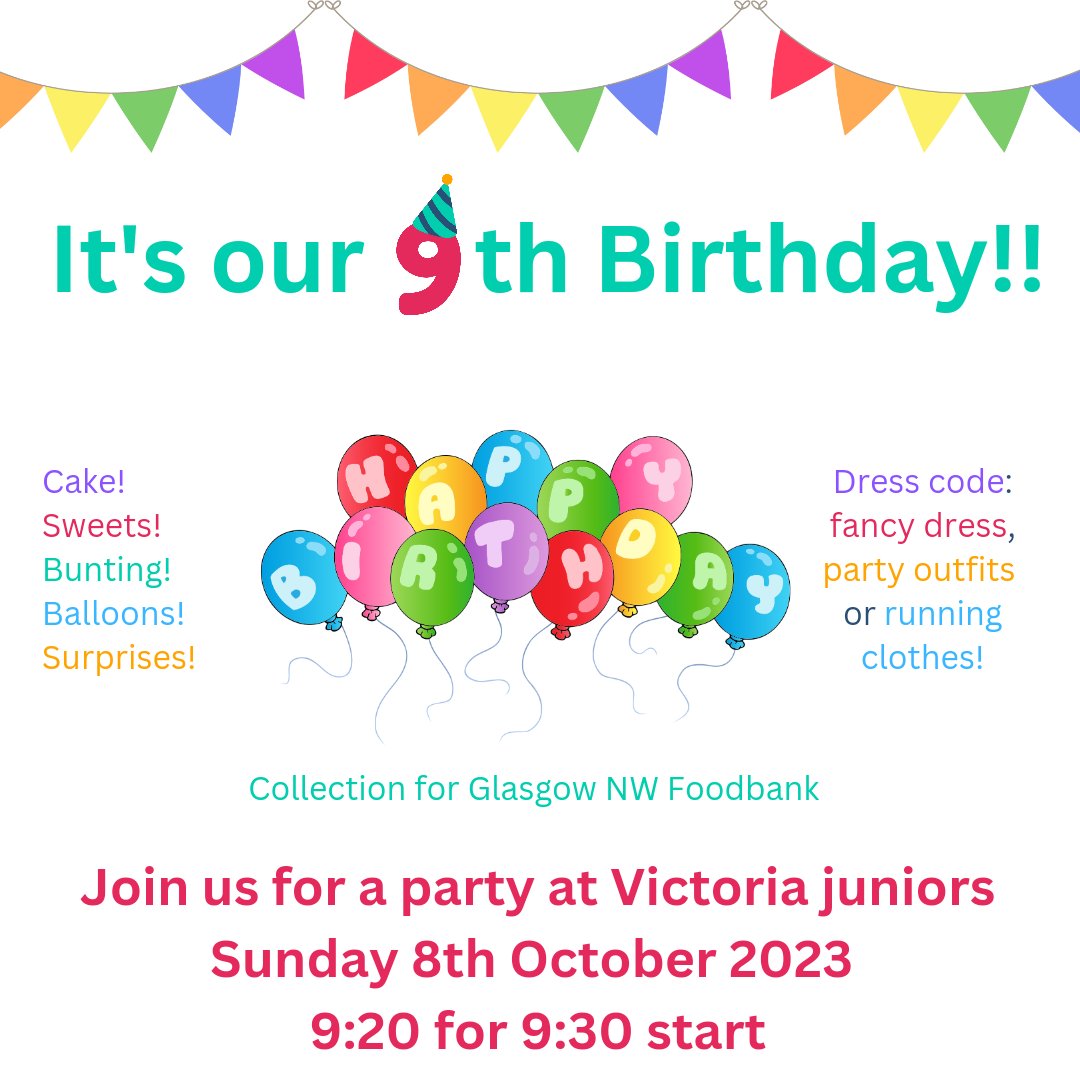 📅 A date for your diary - on 8th October we will be celebrating our 9️⃣th birthday 🥳 We have lots of treats planned for the day. We will also be collecting for @Glasgow_NW_FB. Please have a look at their wishlist 👇 glasgownw.foodbank.org.uk/give-help/dona… #loveparkrun