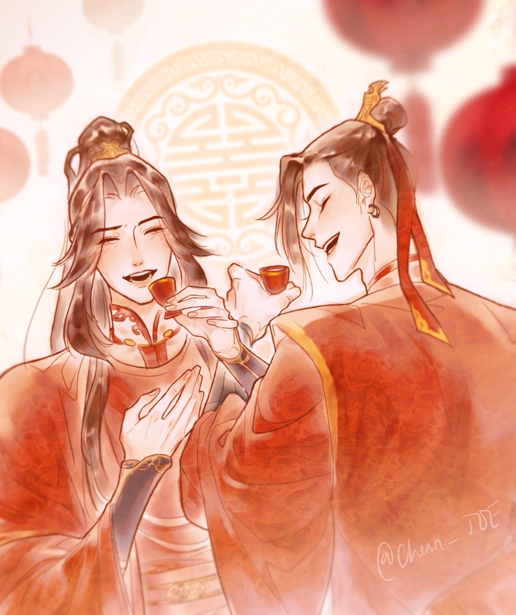 Chenn_JOE's tweet photo. #FQWeek23  #fengqing 
Day 2: Wedding

fengqing getting a good laugh out of figuring out how to do 交杯酒 (cross-cupped wine) at their wedding (they spilled half of it) https://t.co/J17fxs3nt4