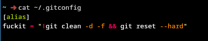 There's something so satisfying about the "git fuckit" alias.  It's like crumbling up a piece of paper and throwing it in the trash.  

I use it all the time.

#git #programming