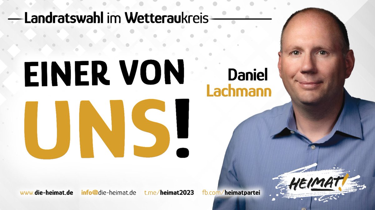heimatwetterau's tweet photo. Landratswahl im Wetteraukreis: Daniel Lachmann mit beachtlichem Ergebnis von rund 7 Prozent (mehr als 9000 Stimmen) 
Vollständige Pressemitteilung: https://t.co/lqlaCpGktT
#daniellachmann #heimat #heimatschuetzer #wetteraukreis #wetterau https://t.co/cXc8Xrfcqr