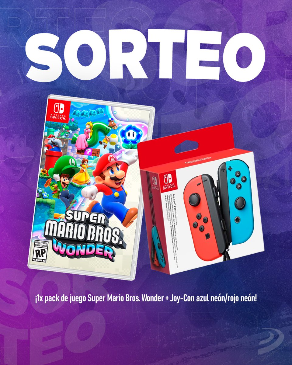 3djuegos's tweet photo. SORTEO 🍄 ¡Consigue 1x Super Mario Bros. Wonder + pack de Joy-Con azul/rojo neón!

✅ Síguenos @3djuegos 
✅ RT este tuit 
✅ Usa #MarioWonderCon y menciona con quién jugarías al juego y qué personaje llevaría cada uno 

Solo España +18 y hasta hoy 23:59* https://t.co/db1P9cMJqC