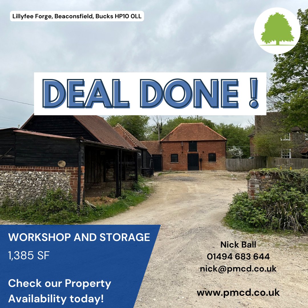 #dealdone rare Workshop and Storage facility on the outskirts of #BEACONSFIELD - NOW LET. If you are looking for commercial premises, please visit pmcd.co.uk