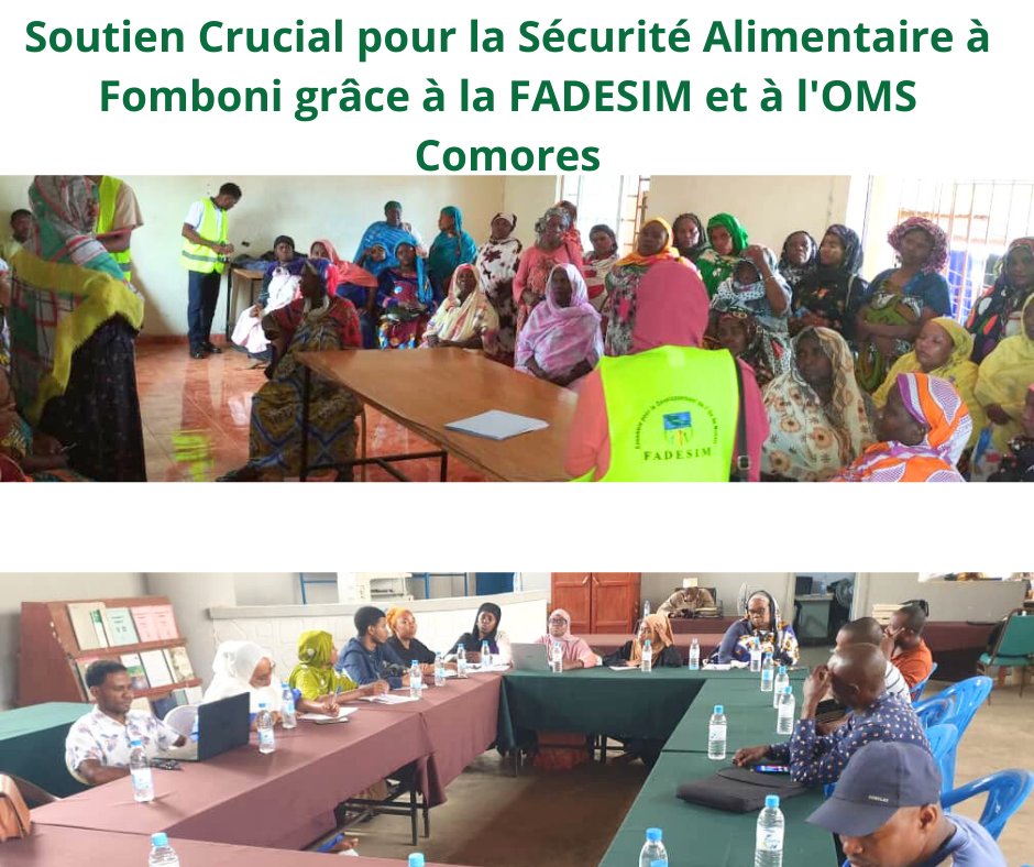 OngFADESIM's tweet photo. La @FADESIM et l'@OMSComores unissent leurs forces pour renforcer la sécurité alimentaire à Fomboni. Sensibilisation des vendeurs et création d'une association des consommateurs au cœur des actions. Ensemble pour des aliments plus sûrs ! #SécuritéAlimentaire #Fomboni https://t.co/cbO7cGfqRB