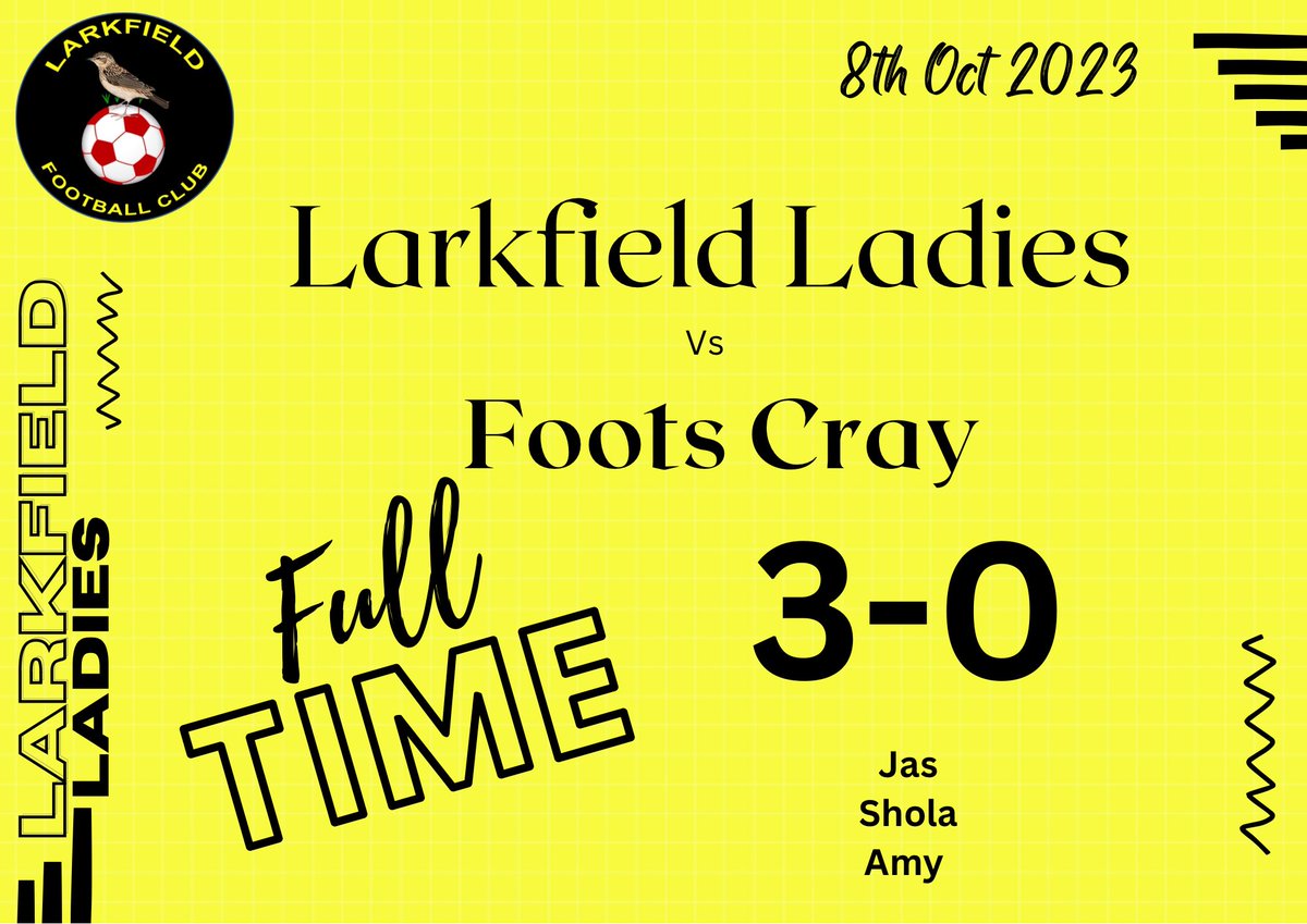 𝑳𝑨𝑹𝑲𝑭𝑰𝑬𝑳𝑫 𝑳𝑨𝑫𝑰𝑬𝑺 
 
All finished at the <a href="/EdenEstateAgent/">Eden Estates</a> Stadium and the Ladies progress to the next round in the <a href="/SECWFLnews/">SECWFL</a> Kent Divisional Cup with a 3-0 win over Foots Cray 🟡⚫️

#proudcommunityclub  #kentgreenunited ♻️