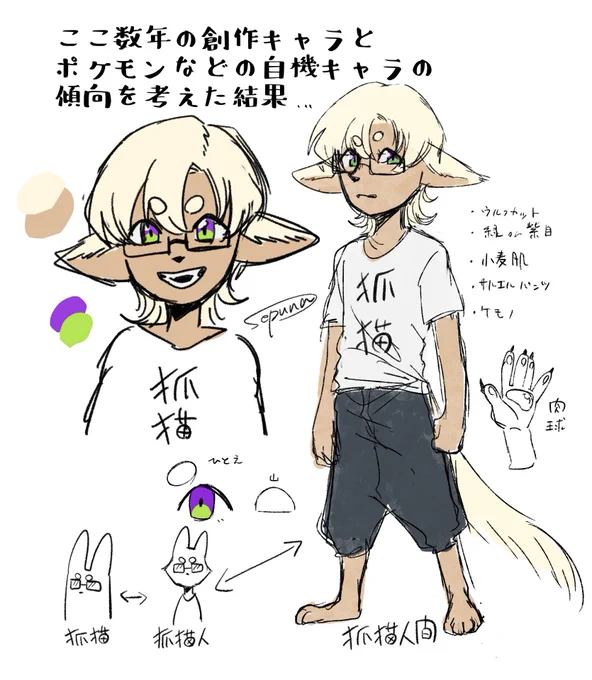 描く頻度はかなり低そうだけど一応形になったので置いておく🦊🐱 