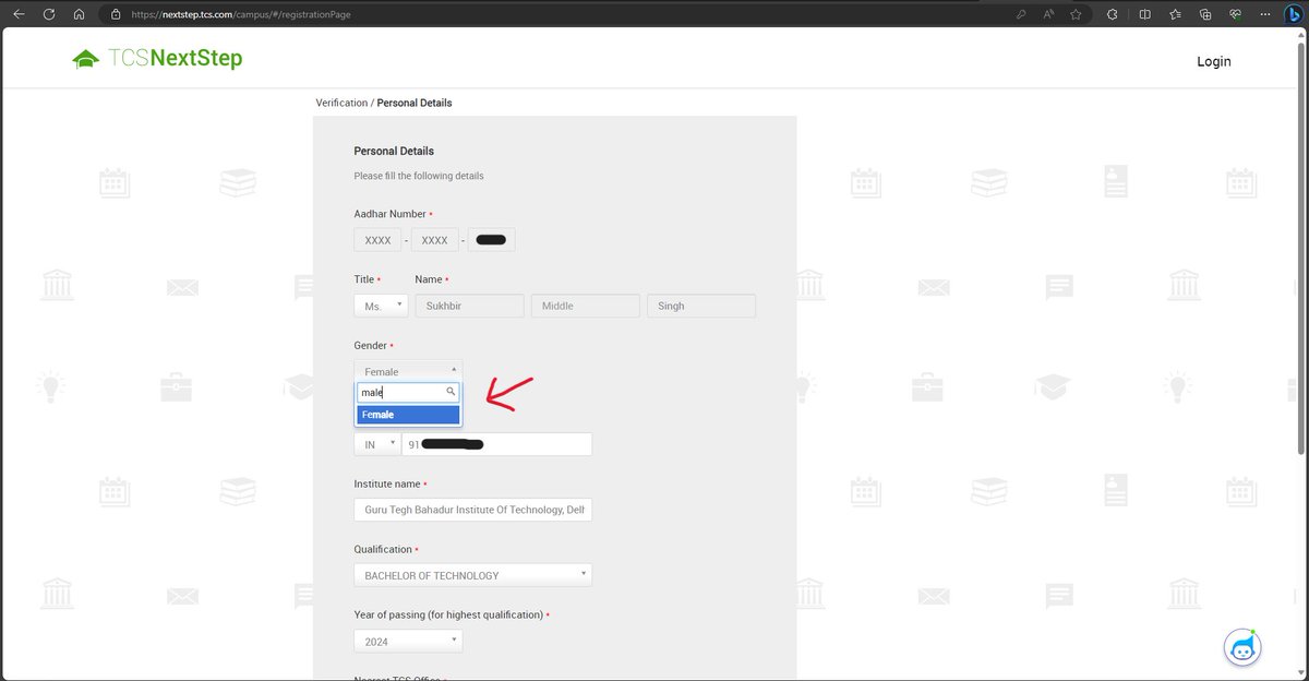 sukhbir__virdi's tweet image. Is @TCS only taking female candidates for their further interview rounds?
I&apos;m trying to register for the upcoming #TCSCodeVistaSXI
Says &quot;Reference ID&quot; for further interview process if clear the round.
Try to create an account on #TCSNextStep
Unable to select Gender, Only Female.
