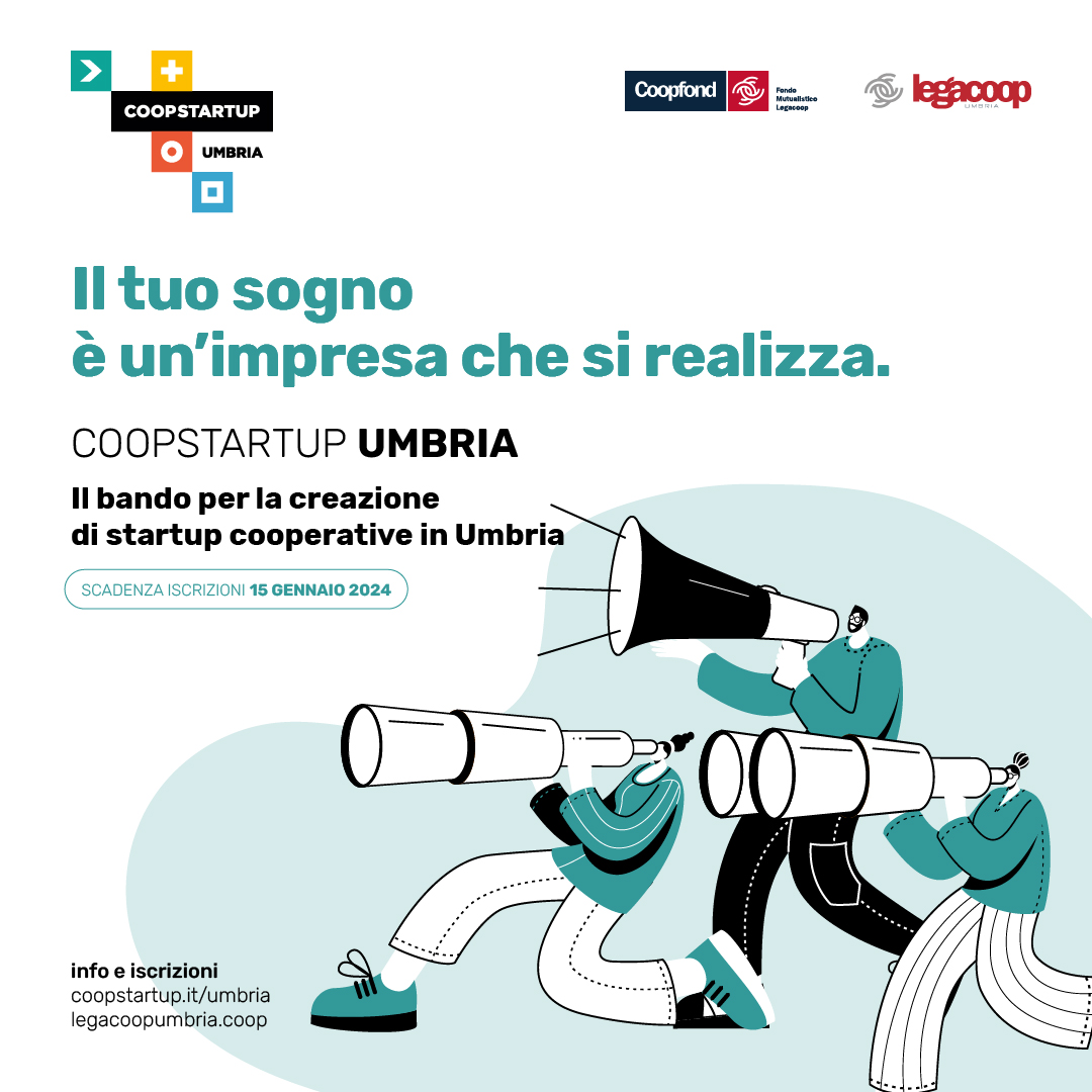 Online #coopstartup Umbria il bando per la creazione di nuove startup cooperative in Umbria.
* Un percorso di formazione online gratuito;
* Mentoring per i progetti selezionati nella prima fase;
* 10k a fondo perduto per i tre vincitori.
Qui tutte le info:
coopstartup.it/umbria