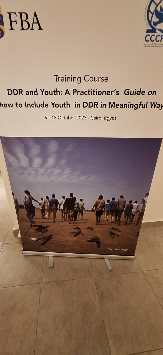 DIARRASeybaMoh1's tweet photo. Honored to contribute to enhance peacebuilding #DDR & #Youth4Peace training @CCCPA Cairo, Egypt 9-12 Oct.23, financed by🇸🇪 #FBA @EMP_Bamako @part_empabb @DDCMali @UEauMali @MaliMaeci @UNDPPA @ecowas_cedeao @AUC_PAPS @oim_mali #ActOn2250 https://t.co/anfAa2YQec