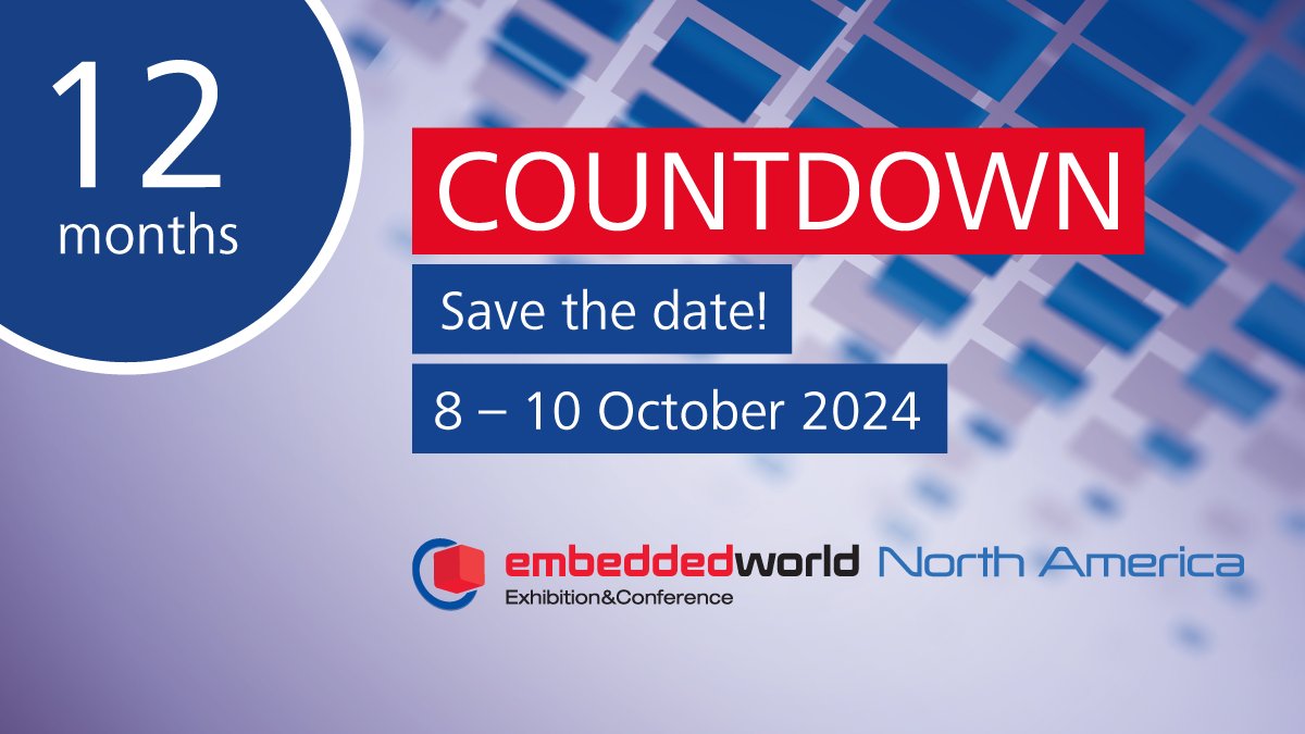 #embeddedworld North America will take place for the very first time in 2024! And today we are setting the one-year countdown – 12 months to go.⏰ Join us from 8 to 10 October in Austin, Texas.🌐